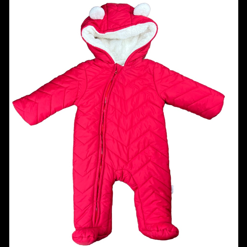 Infant Baby Girls 6-9 months Winter Snow Puffer Zip Up Suit Pre-Owned